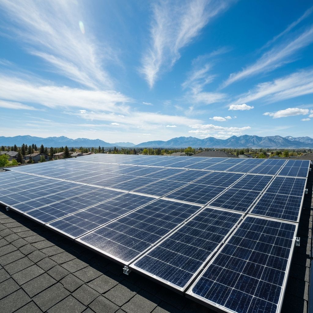 Solar panels installed on Calgary home with Rocky Mountains